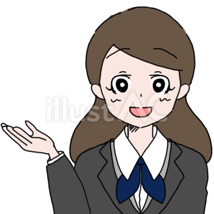 冬服事務の女性（受付） 手かざし,手をかざす,説明するのイラスト素材