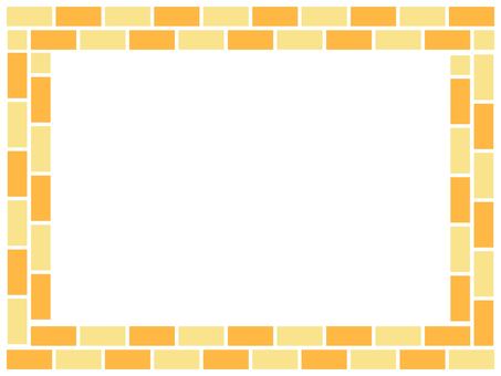 レンガのフレーム レンガ,フレーム,タイル,ブロック,シンプル,黄色,かわいい,模様,壁面,枠のイラスト素材
