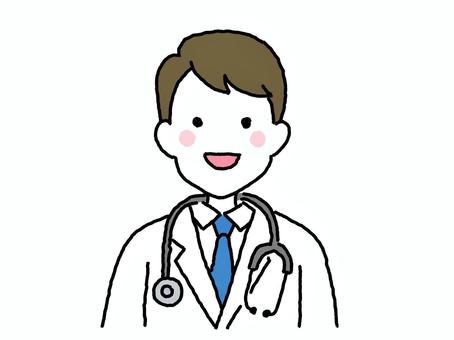 男性医師 男性医師 医師,内科医,男性,バストアップ,手描き,シンプル,線画のイラスト素材