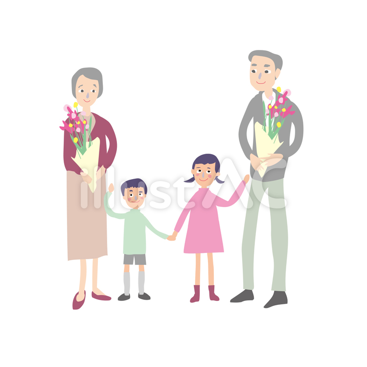 孫とシニア 孫,シニア,おじいちゃんのイラスト素材