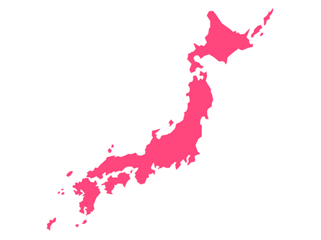 日本列島・日本地図のイラスト（赤） 日本,日本列島,日本地図,国土,地図,地形,北海道,本州,淡路島,四国のイラスト素材