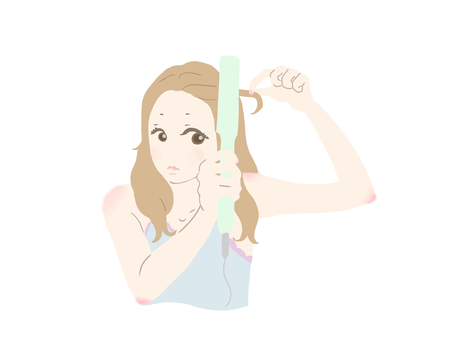 Woman using a hair iron No main line, JPG and PNG Woman using a hair iron No main line, female, hair iron, hair, JPG and PNG