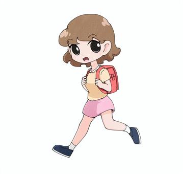 登下校する小学生女子5 登下校する小学生女子5 女子,女性,女の子,ランドセル,小学生,学生,登校,下校,帰宅,学校のイラスト素材