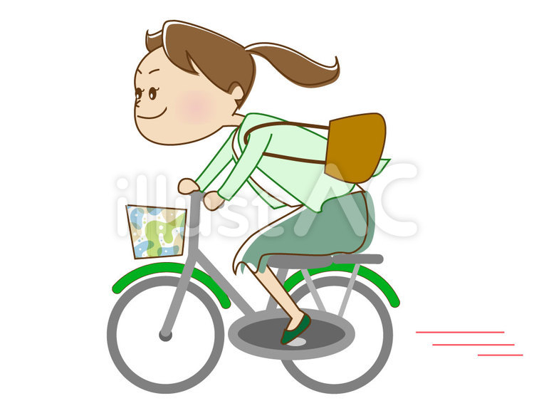 自転車　女性 自転車,女性,中高年のイラスト素材
