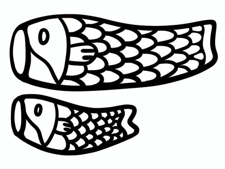 鯉のぼり（棒なし）線画 鯉のぼり,鯉,のぼる,魚,端午の節句,行事,飾り,掲げる,揺れる,伝統のイラスト素材