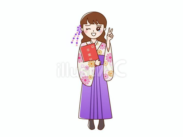 卒業式　袴　８ 卒業式,袴,卒業のイラスト素材