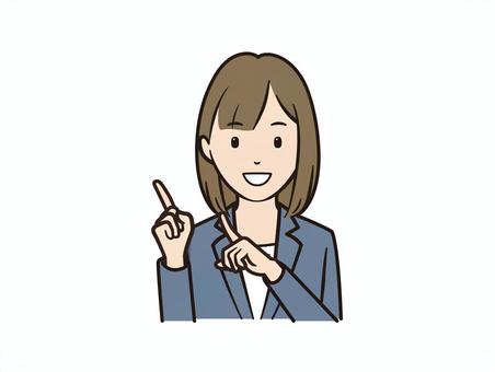 笑顔で両手指差しする女性ビジネスイラスト 女性,ビジネス,ol,笑顔,指差し,両手,説明,案内,ビジネスウーマン,ビジネスマンのイラスト素材