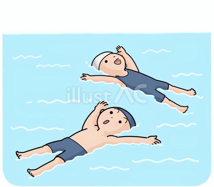小学生水泳　浮く練習 水泳,浮く,小学生のイラスト素材