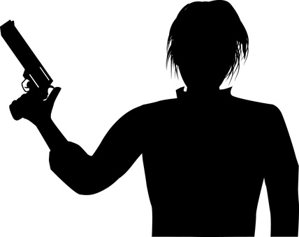 ピストル持つ　 ピストル,銃,武器,持つ,男,漫画,映画,フィクション,シルエットのイラスト素材