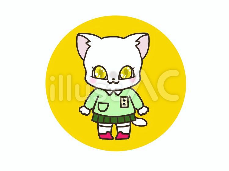 動物アイコン＿猫＿幼稚園＿白猫 猫,動物,白猫のイラスト素材