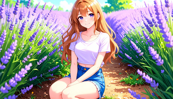 Nestled in a lavender garden, JPG Nestled in a lavender garden, people, female, beautiful girl, JPG