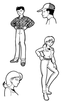 男女　立ち姿と横顔　イラスト