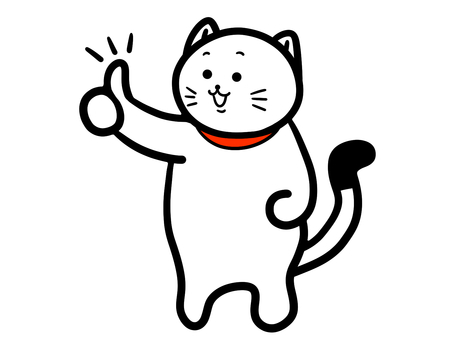 グッドな猫 猫,グッド,ナイス,グッジョブ,いいね,やったね,動物,ゆるい,レトロ,ポップのイラスト素材