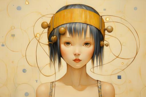 woman with a device on her head, JPG woman with a device on her head, girl, cyborg, mechanical, JPG