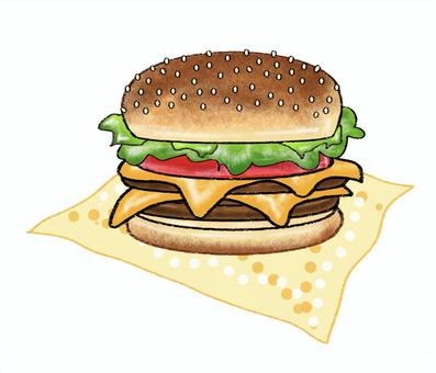 Illustration, un hamburger, pain, restauration rapide, 