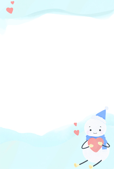 雪だるまフレーム 雪だるまフレーム 雪だるま,フレーム,はがき,冬,縦型,背景,年賀状,寒中見舞い,水彩風,冷たいのイラスト素材