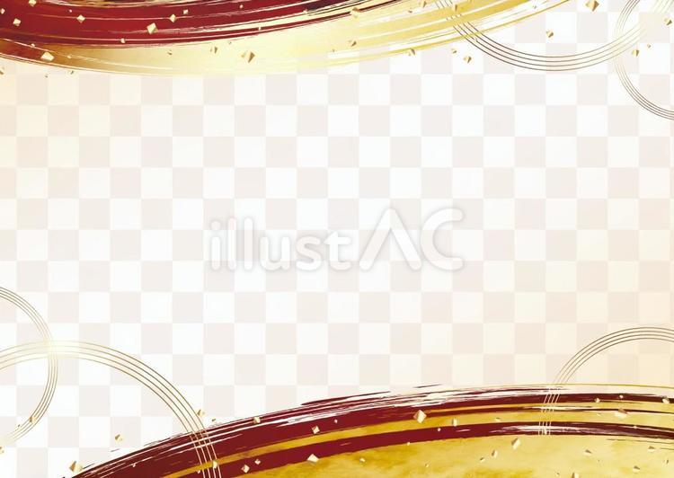 市松模様と筆の和風赤背景 筆,金箔,おしゃれのイラスト素材