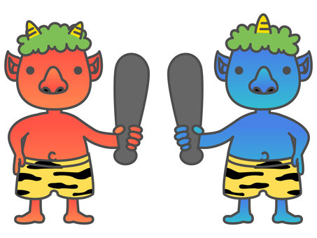 赤鬼青鬼, 鬼, 红魔, 青鬼, JPG, PNG 和 AI