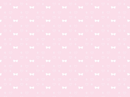 ハートとリボンのパターン桃