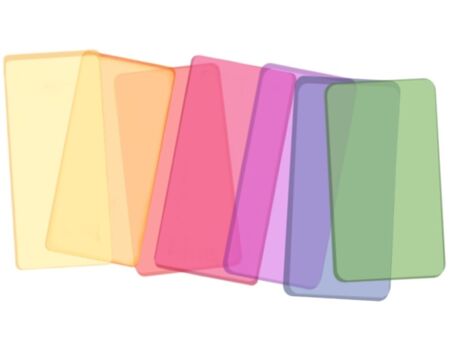 カラフルで透明な板のイラスト 赤,紫,青,緑,黄色,透明,板,長方形,丸み,厚みのイラスト素材