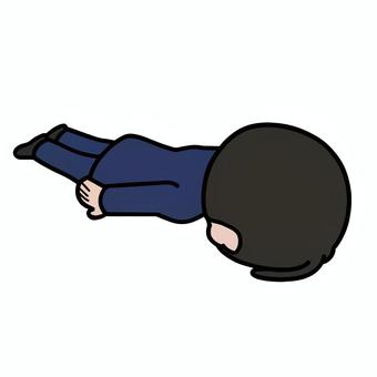 倒れる人 土下寝,倒れる,疲労,限界,失敗,ショック,落ち込む,がっかり,寝転ぶ,諦めのイラスト素材