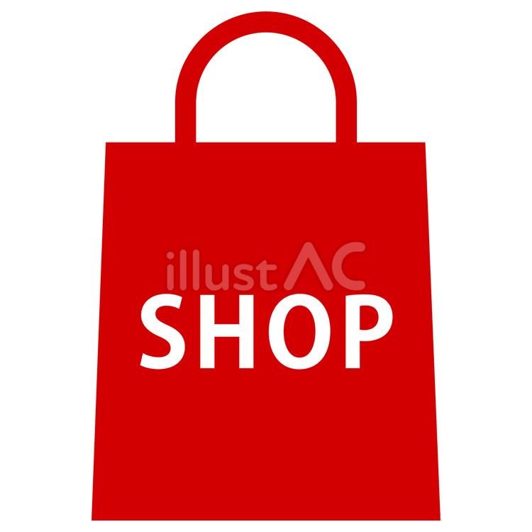 SHOPかばんアイコン 赤 SHOPかばんアイコン 赤 shop,買い物,アイコンのイラスト素材