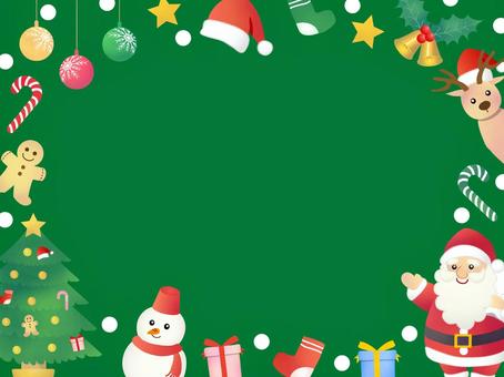 クリスマスの背景、フレーム48 クリスマス,サンタクロース,トナカイ,フレーム,かわいい,背景,チラシ,ジンジャーマン,雪だるま,水彩のイラスト素材