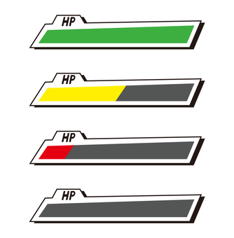 ゲームのHPゲージデザイン1 hp,ゲージ,ゲーム,アイコン,デザイン,ui,体力,パワー,バー,満タンのイラスト素材