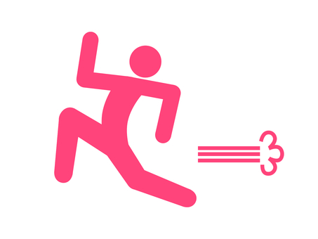 全速力で走る人・逃げる人（赤） 走る,全速力,全力,運動,スポーツ,駆けっこ,陸上,徒競走,競走,運動会のイラスト素材