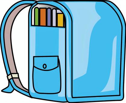 ランドセル　　 ランドセル,学校,通学,学習,教材,荷物,小学校,線画,青のイラスト素材