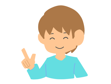 指さしする笑顔の男性 指さし,笑う,笑顔,男の人,茶髪,主線なし,ポップ,可愛い,単体,シンプルのイラスト素材