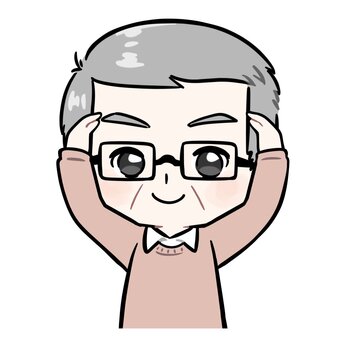 手で丸を作るおじさんのアイコン アイコン,おじさん,年配,私服,メガネ,男性,父親,叔父,おじいちゃん,上半身のイラスト素材