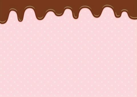 バレンタインのチョコレートの背景08 バレンタイン,チョコレート,背景,フレーム,水玉模様,ドット,パターン,溶けた,チョコ,手描きのイラスト素材
