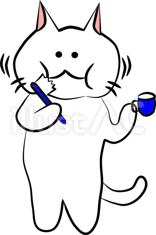 もぐもぐにゃんこさんの歯磨き 猫,にゃんこ,ねこのイラスト素材
