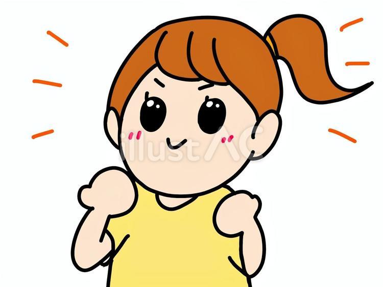 やる気満々の女性 やる気満々,女性,茶髪のイラスト素材