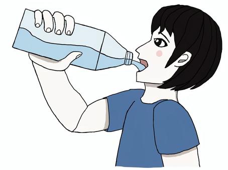 水分補給する人 人,人間,人物,男,上半身,水分補給,水分,水,飲み物,飲料のイラスト素材