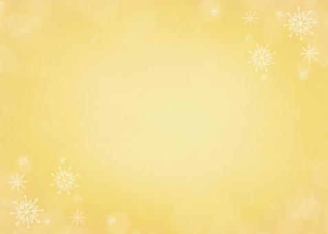 やさしい冬の金色背景と雪の結晶フレーム4 金背景,ゴールド,金色,黄色,結晶,光,キラキラ,ボケ,背景素材,素材のイラスト素材