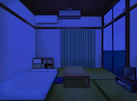 One room at night (Japanese style room, lights out), JPG One room at night (Japanese style room, lights out), one room, room, apartment, JPG