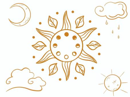 Illustration, सूर्य, माह, बादल, 