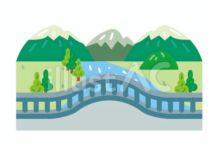 建物　橋からの風景 橋,道路,道のイラスト素材