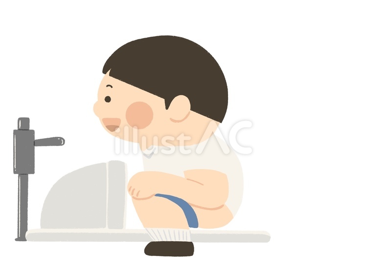 和式トイレを使うこども 和式トイレ,使い方,子供のイラスト素材