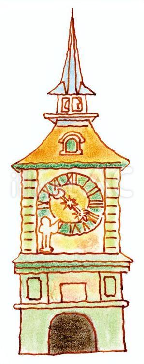 スイスの時計台 時計台,建物,文字のイラスト素材