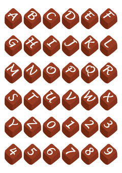 DECOチョコアルファベット バレンタインデー,チョコレート,アルファベット,数字,デコレーション,チョコペン,白文字のイラスト素材