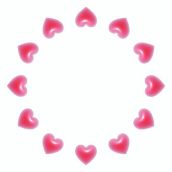 ピンクのハートの丸い3Dフレーム1 ハート,フレーム,3d,立体,丸,可愛い,バレンタイン,フェミニン,飾り枠,正円のイラスト素材