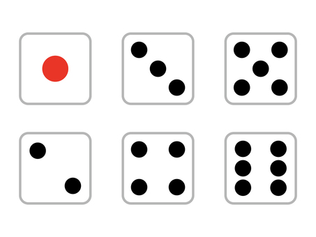 Illustration, dice, 6 side, set, 