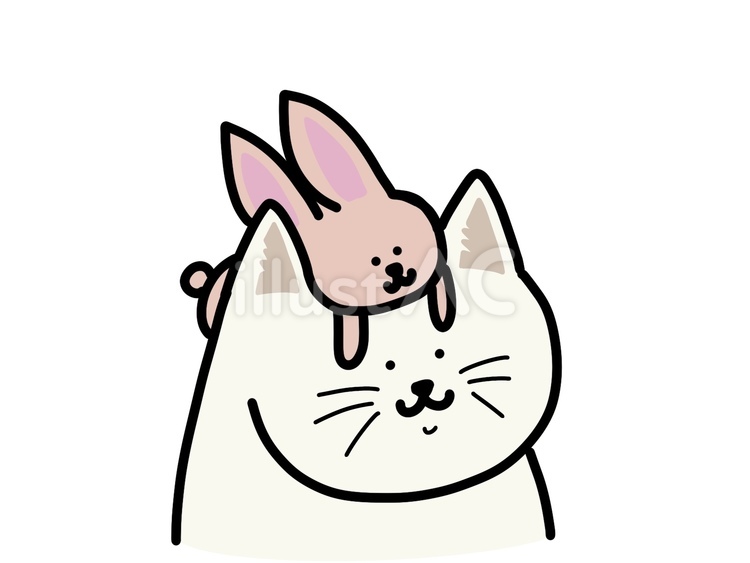 猫とうさぎ 猫,うさぎ,干支のイラスト素材