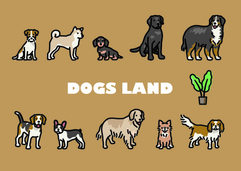 ドッグランド01 犬,dog,わんちゃん,シンプルイラスト,カットのイラスト素材