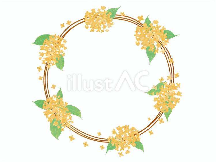 キンモクセイのリース 秋の花,金木犀,花飾りのイラスト素材
