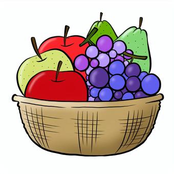 Autumn fruit in the basket with a shadow, , JPG and PNG