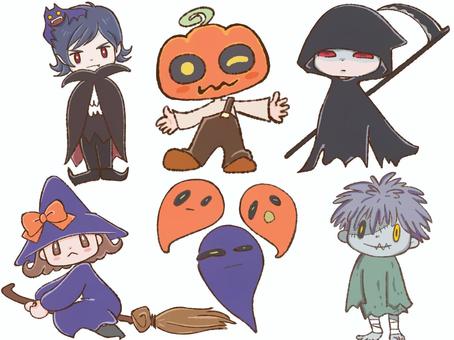 ハロウィン　キャラクター ハロウィン,トリックオアトリート,キャラクター,秋,10月,イベント,魔女,ホウキ,帽子,リボンのイラスト素材